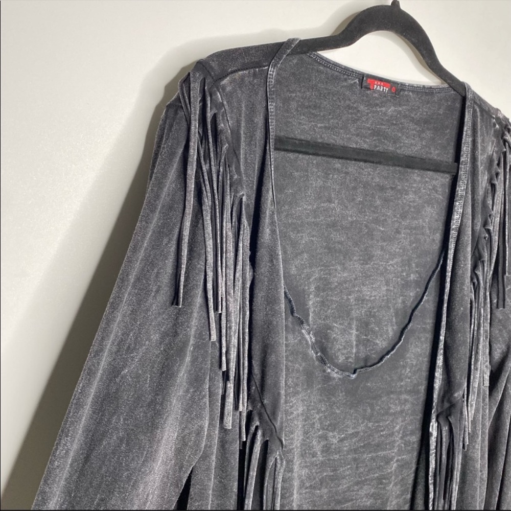 T Party Western Fringe Mineral Wash Open Front
Cardigan Women's Size Large